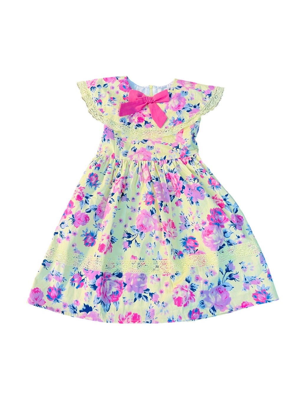 Ivy City Floral Pink Bow Casual Girls Mini Aster Dress Size 3T NWT